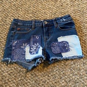 Hudson distressed patched denim shorts size 12 good condition